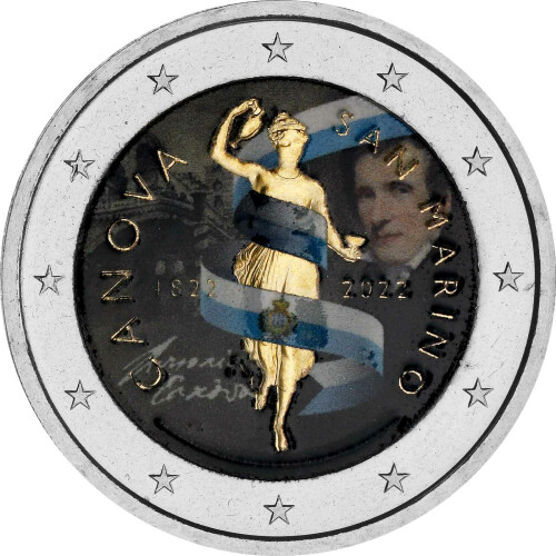 2 Euro San Marino 2022 - Antonio Canova - coloriert / mit Farbe