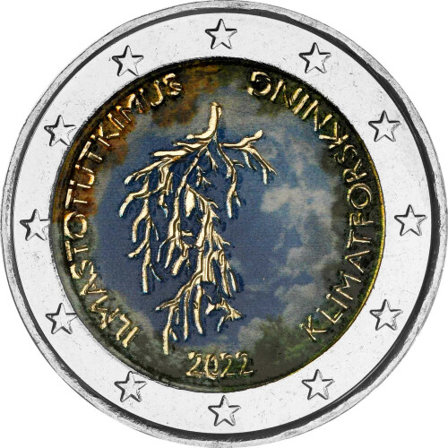 2 Euro Finnland 2022 - Klimaforschung - coloriert / mit Farbe