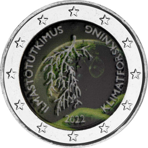 2 Euro Finnland 2022 - Klimaforschung - coloriert / mit Farbe