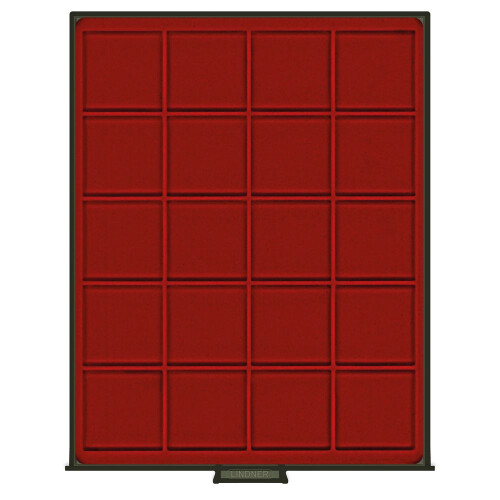 LINDNER Münzbox mit eckigen Vertiefungen Rauchglas Rot bis Ø 51 mm tiefe Fächer