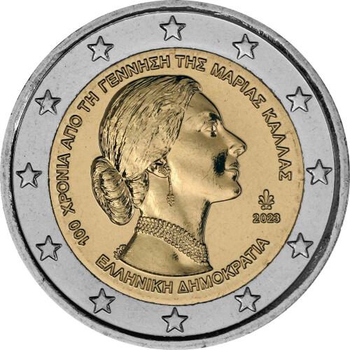 2 Euro Gedenkmünze Griechenland 2023 bfr. - 100. Geburtstag Maria Callas