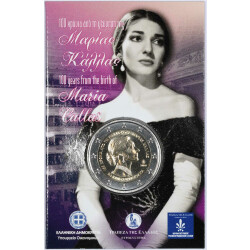 2 Euro Gedenkmünze Griechenland 2023 st - 100. Geburtstag Maria Callas - im Blister