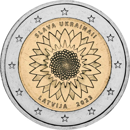 2 Euro Gedenkmünze Lettland 2023 bfr. - ukrainische Sonnenblume