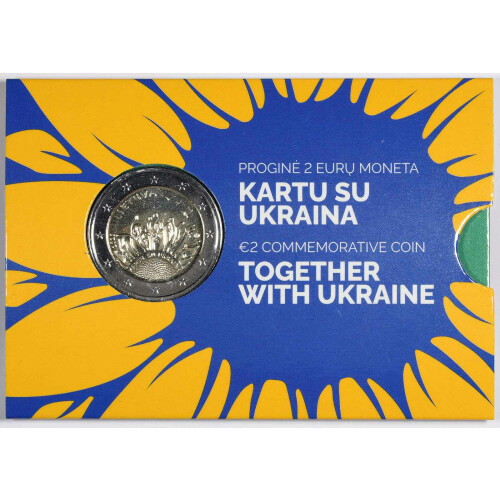 2 Euro Gedenkmünze Litauen 2023 st - Zusammen mit der Ukraine - im Blister
