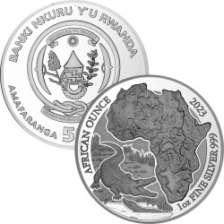 50 Francs Ruanda 2023 - 1 Unze Silber BU - African Ounce:...