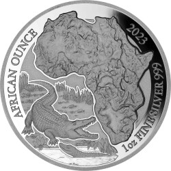 50 Francs Ruanda 2023 - 1 Unze Silber PP - African Ounce: Nilkrokodil