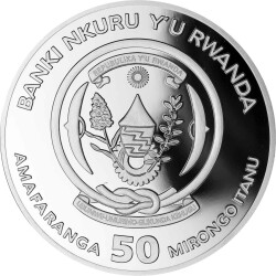 50 Francs Ruanda 2023 - 1 Unze Silber PP - African Ounce: Nilkrokodil