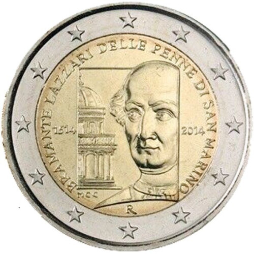 2 Euro Gedenkmünze San Marino 2014 st - Donato Bramante - in Kapsel