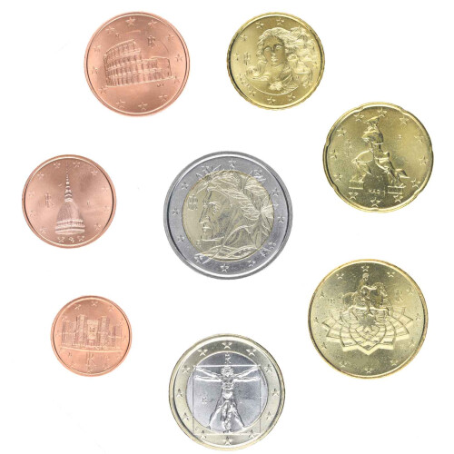 Kursmünzensatz Italien lose - bankfrisch 2002
