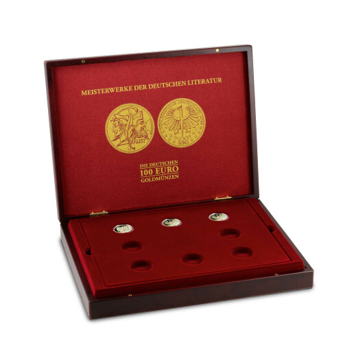 Münzkassette VOLTERRA DUO, für 8 x 100 € Gold „Meisterwerke der dt. Literatur“ inkl. Etui