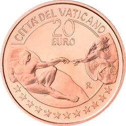 20 Euro Gedenkmünze Vatikan 2023 Kupfer - Kunst und Glaube - Erschaffung des Menschen