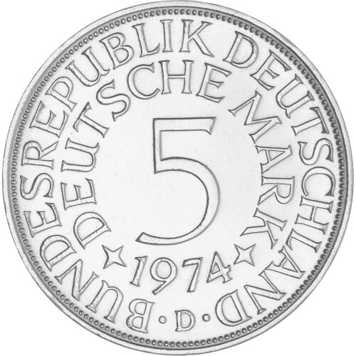 5 DM Kursmünze 1974 D