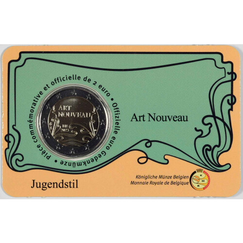 2 Euro Gedenkmünze Belgien 2023 st - Jugendstil in Brüssel - wallonischer Blister (FR/DE)