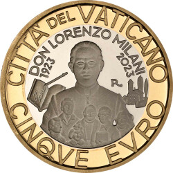 5 Euro Gedenkmünze Vatikan 2023 PP - Don Lorenzo Milani - im Etui