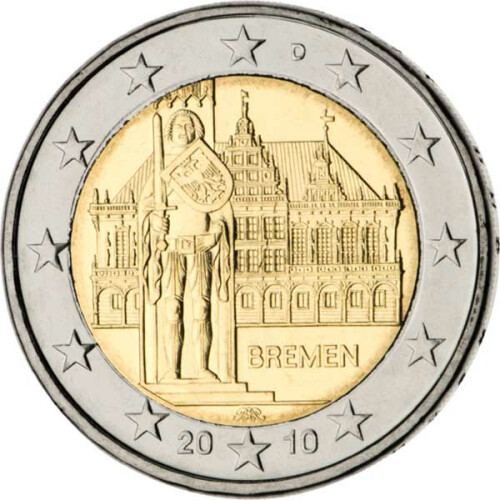 2 Euro Gedenkmünze Deutschland 2010 bfr. - Rathaus mit Roland