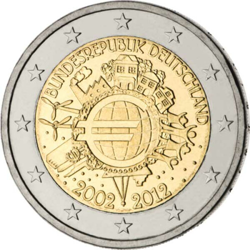 2 Euro Gedenkmünze Deutschland 2012 bfr. - 10 Jahre Bargeld