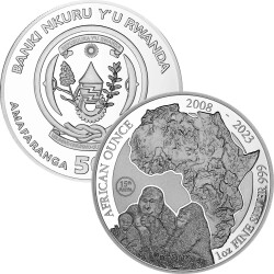 50 Francs Ruanda 2023 - 1 Unze Silber BU - African Ounce:...