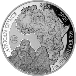 50 Francs Ruanda 2023 - 1 Unze Silber PP - African Ounce:...