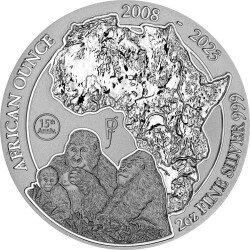 50 Francs Ruanda 2023 - 2 Unzen Silber BU - African Ounce: Berggorilla