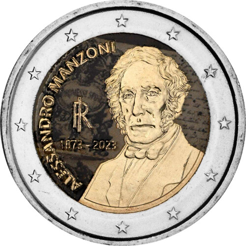2 Euro Italien 2023 - Alessandro Manzoni - coloriert / mit Farbe