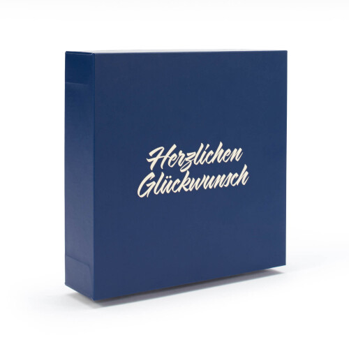 Geschenkschachtel f. einen Goldbarren in Blisterverp. „Herzlichen Glückwunsch“,  klassisch