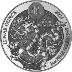 50 Francs Ruanda 2024 - 1 Unze Silber BU - Lunar: Jahr...