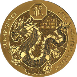 100 Francs Ruanda 2024 - 1 Unze Gold BU - Lunar: Jahr des...