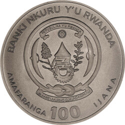 100 Francs Ruanda 2024 - 1 Unze Platin BU - Lunar: Jahr des Drachen