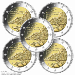 5 x 2 Euro Gedenkmünze Deutschland 2024 bfr. -...