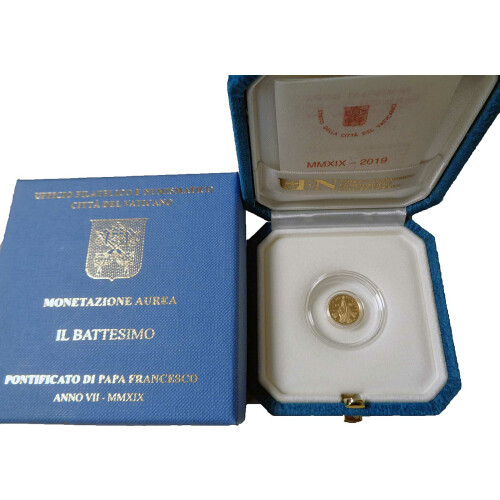 10 Euro Gedenkmünze Vatikan 2019 Gold PP - Die Taufe - im Etui