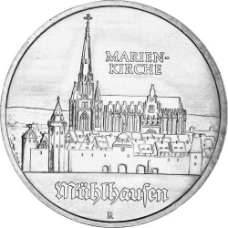 5 Mark DDR 1989 - Marienkirche M&uuml;hlhausen