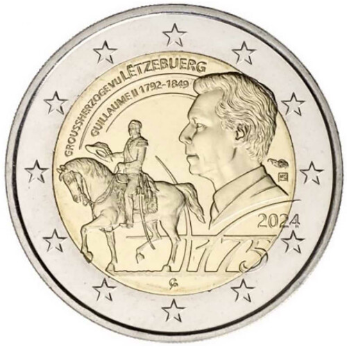 2 Euro Gedenkmünze Luxemburg 2024 bfr. - 175. Todestag Guillaume II