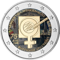2 Euro Belgien 2023 - Frauenwahlrecht - coloriert / mit...