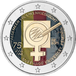 2 Euro Belgien 2023 - Frauenwahlrecht - coloriert / mit...