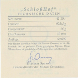 10 Euro Gedenkmünze Österreich 2003 Silber PP - Schloss Hof