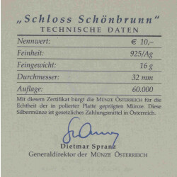 10 Euro Gedenkmünze Österreich 2003 Silber PP - Schloss Schönbrunn