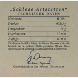 10 Euro Gedenkmünze Österreich 2004 Silber PP - Schloss Artstetten