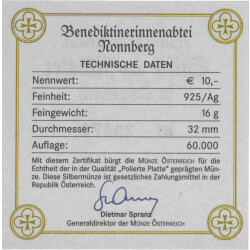 10 Euro Gedenkmünze Österreich 2006 Silber PP - Stift Nonnberg