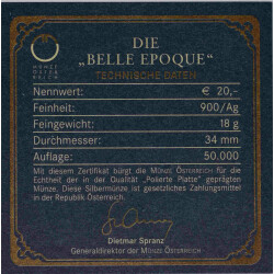 20 Euro Gedenkmünze Österreich 2008 Silber PP - Die "Belle Epoque"