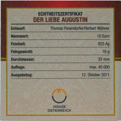 10 Euro Gedenkmünze Österreich 2011 Silber PP - Der liebe Augustin