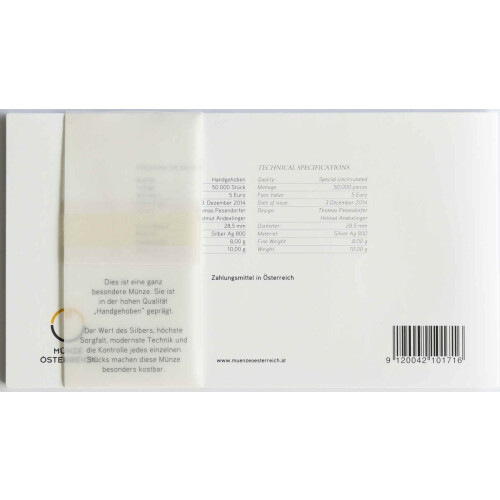 5 Euro Gedenkmünze Österreich 2015 Silber hgh - Die Fledermaus