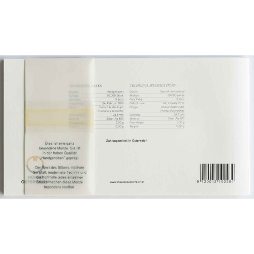 5 Euro Gedenkmünze Österreich 2016 Silber hgh - Feldhase von Albrecht Dürer