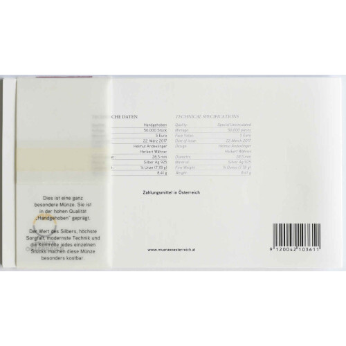 5 Euro Gedenkmünze Österreich 2017 Silber hgh - Das Osterlamm