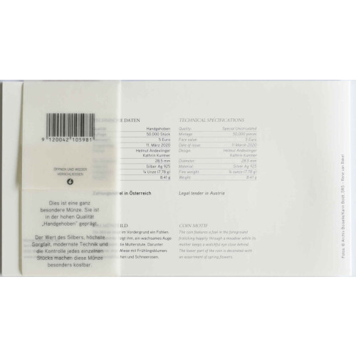 5 Euro Gedenkmünze Österreich 2020 Silber hgh - Freunde fürs Leben