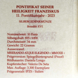 10 Euro Gedenkmünze Vatikan 2023 Silber PP - Benedikt XVI.