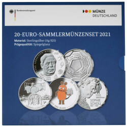 20 Euro Gedenkmünzen-Set Deutschland 2021 Polierte...