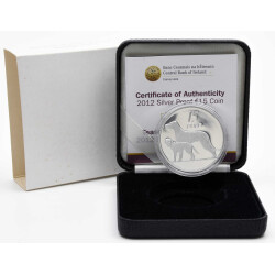 15 Euro Gedenkmünze Irland 2012 Silber PP - Tiere auf irischen Münzen - Wolfshund