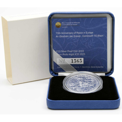 10 Euro Gedenkmünze Irland 2015 Silber PP - 70th Anniversary of Peace in Europa