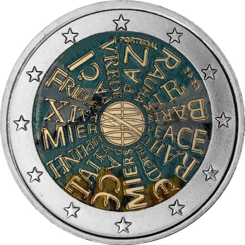 2 Euro Portugal 2023 - Frieden zwischen Völkern - coloriert / mit Farbe