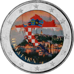 2 Euro Kursm&uuml;nze Kroatien 2023 coloriert